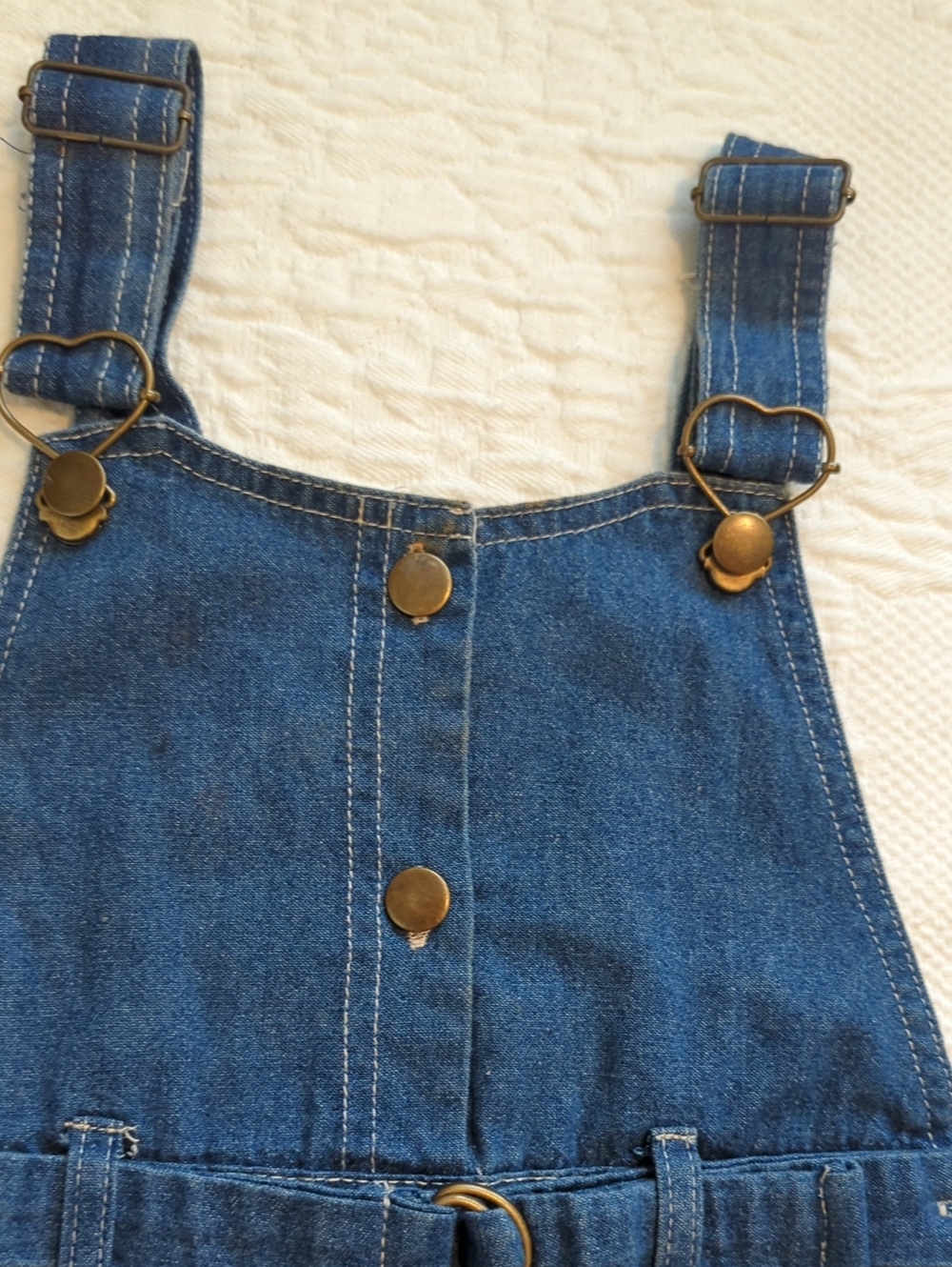 🎀😺 Denim Overall Dress/W Embroidered Cat Pockets /Black L/S Top/ Bow Size 5 - Picture 5 of 11